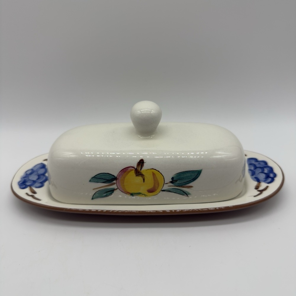 Stangl Pottery Fruit Vintage‎ Hand Painted 1/4 lb Covered Butter Dish USA Made